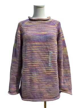 American South Side Lavender Multi Stripe Crewneck Sweater